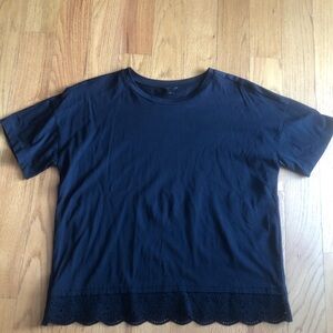 Ann Taylor black top with eyelet hem